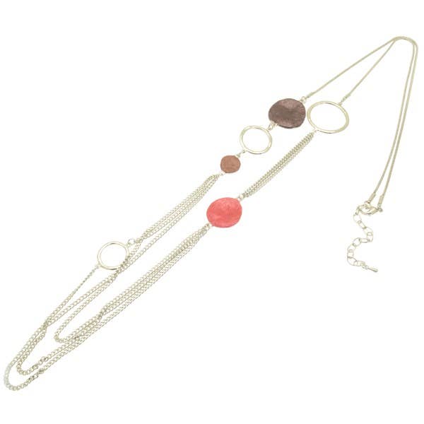 Long Multicolour Disc and Hoop Necklace for wholesale by Miss Milly Limited