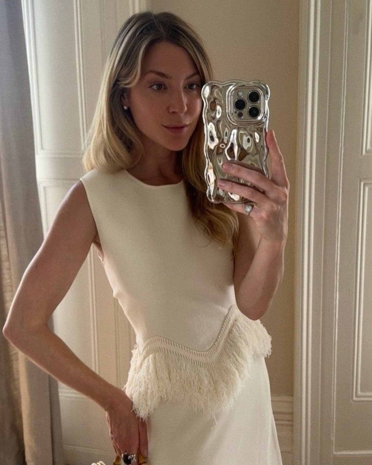 Cream White Elegant fringe dress set Autumn  winter nights for wholesale on Faire2