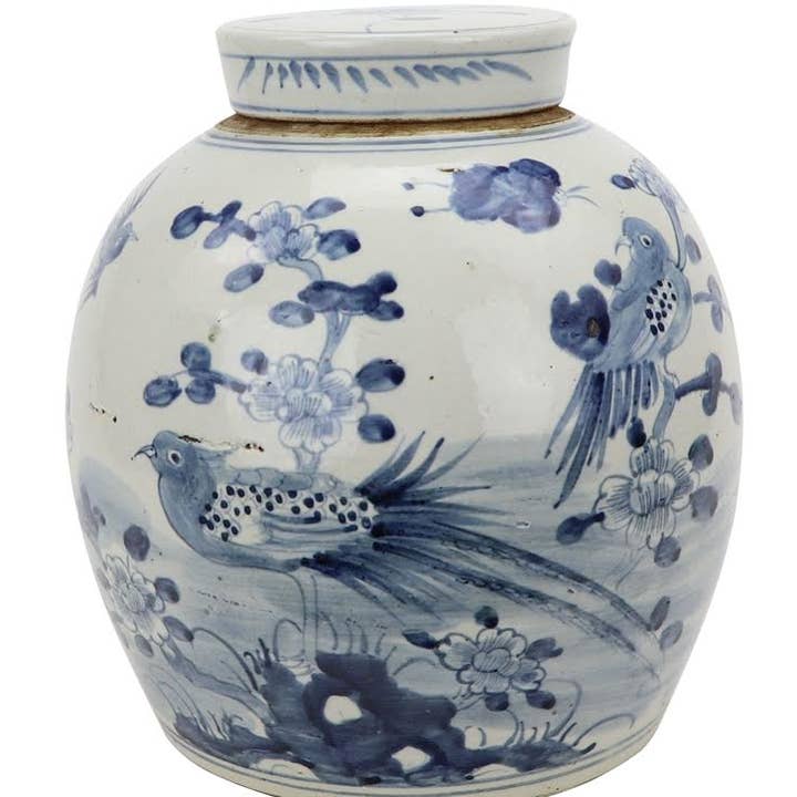 Potje met platte bovenkant van Bird Floral voor wholesale door The Enchanted Home