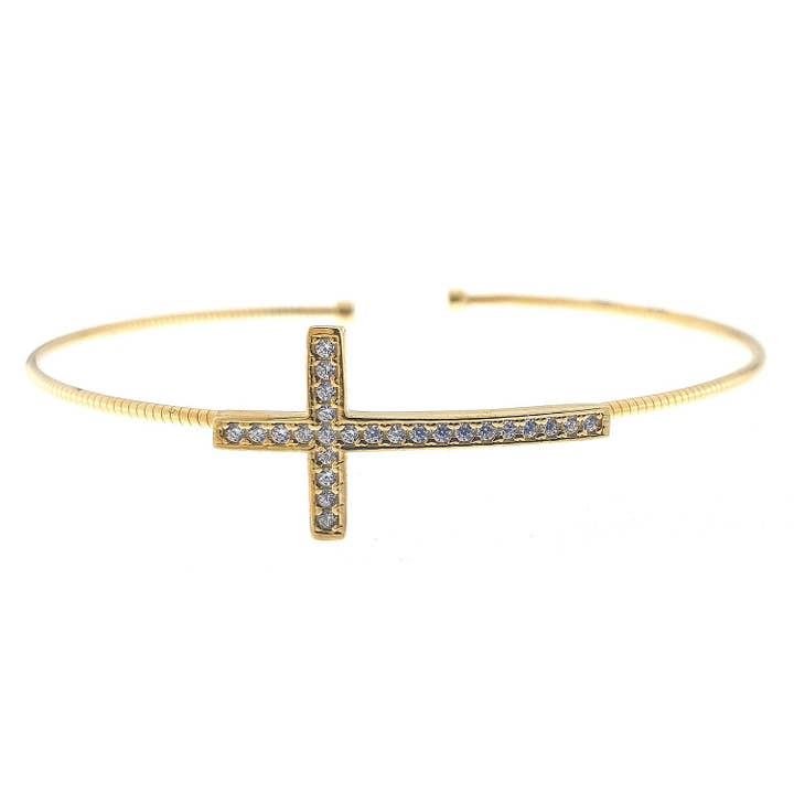 Bracelet manchette Omega Cross en argent sterling avec finition dorée pour la vente par Kelly Waters
