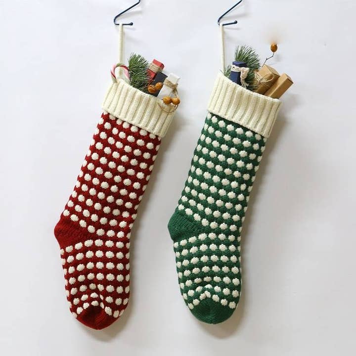 Christmas Dotted Pendant Knitted Stocking for wholesale by MKS America