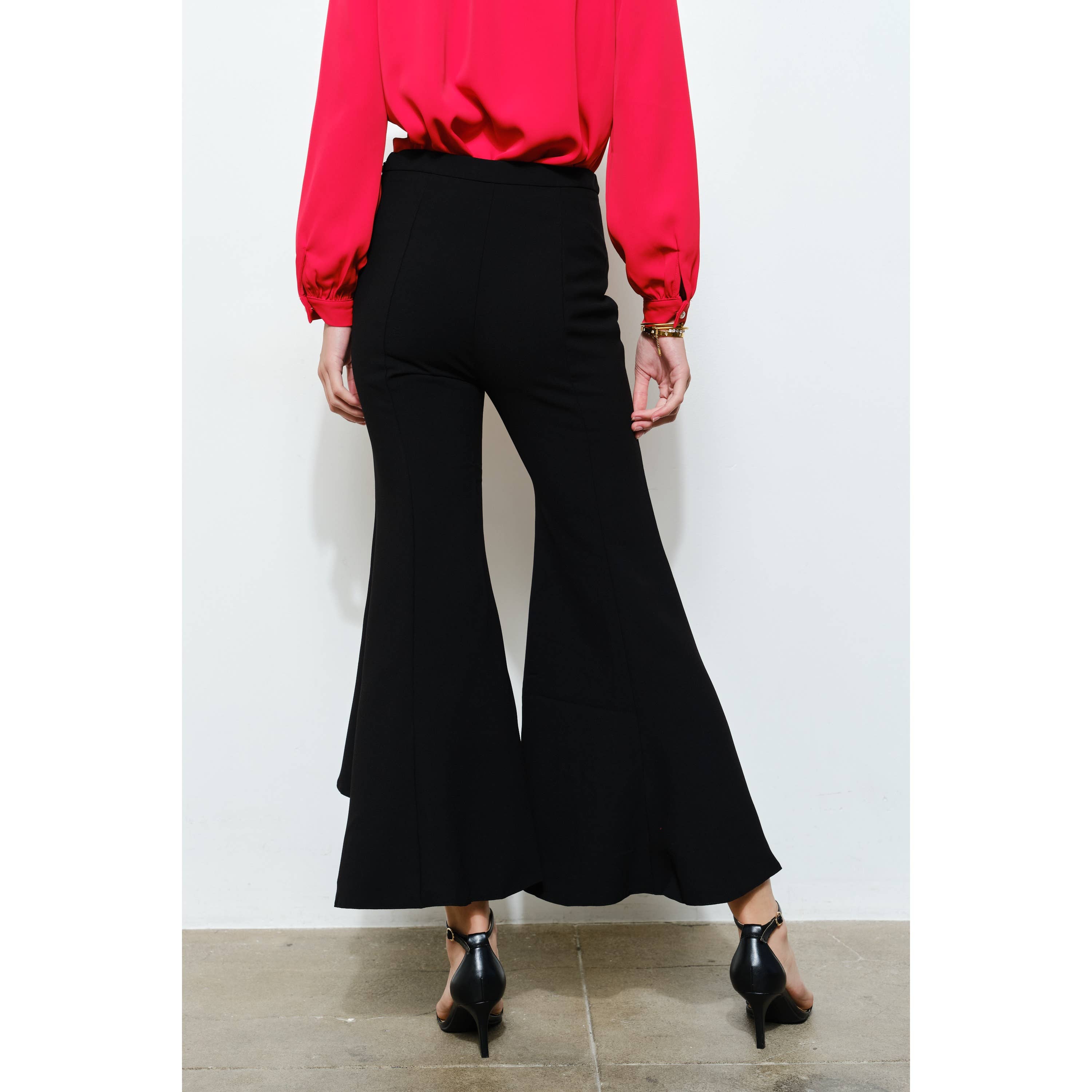 INA – Engroshandel Bukser - Dame – Draperede Flæse Høj-Lav Flare Bukser3