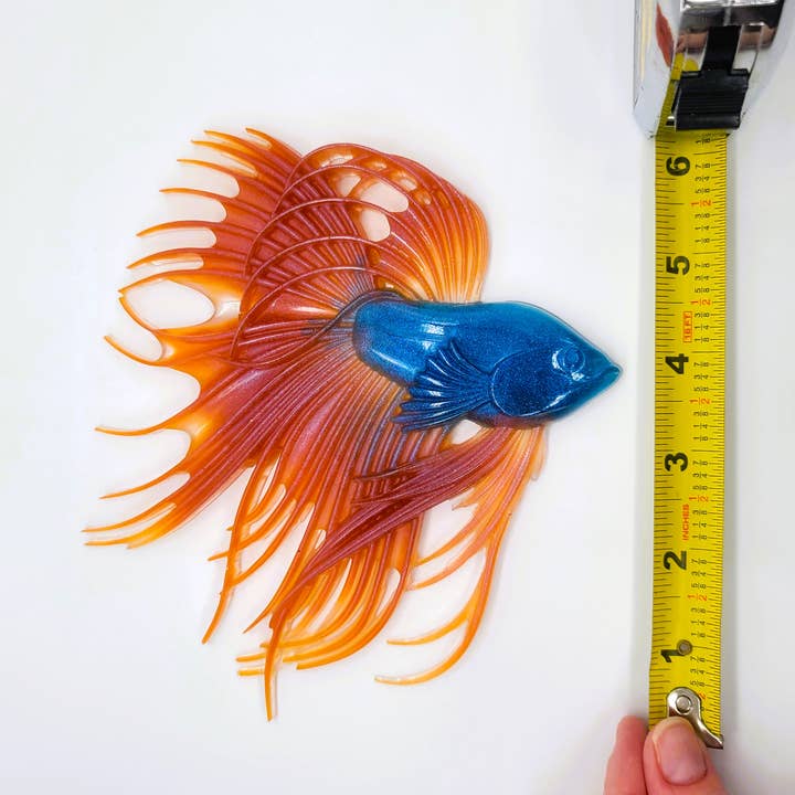 JEMS of the Sea - Wholesale Wall Accent - 6" Resin Betta Fish Wall Art - Holographic Color Shift23