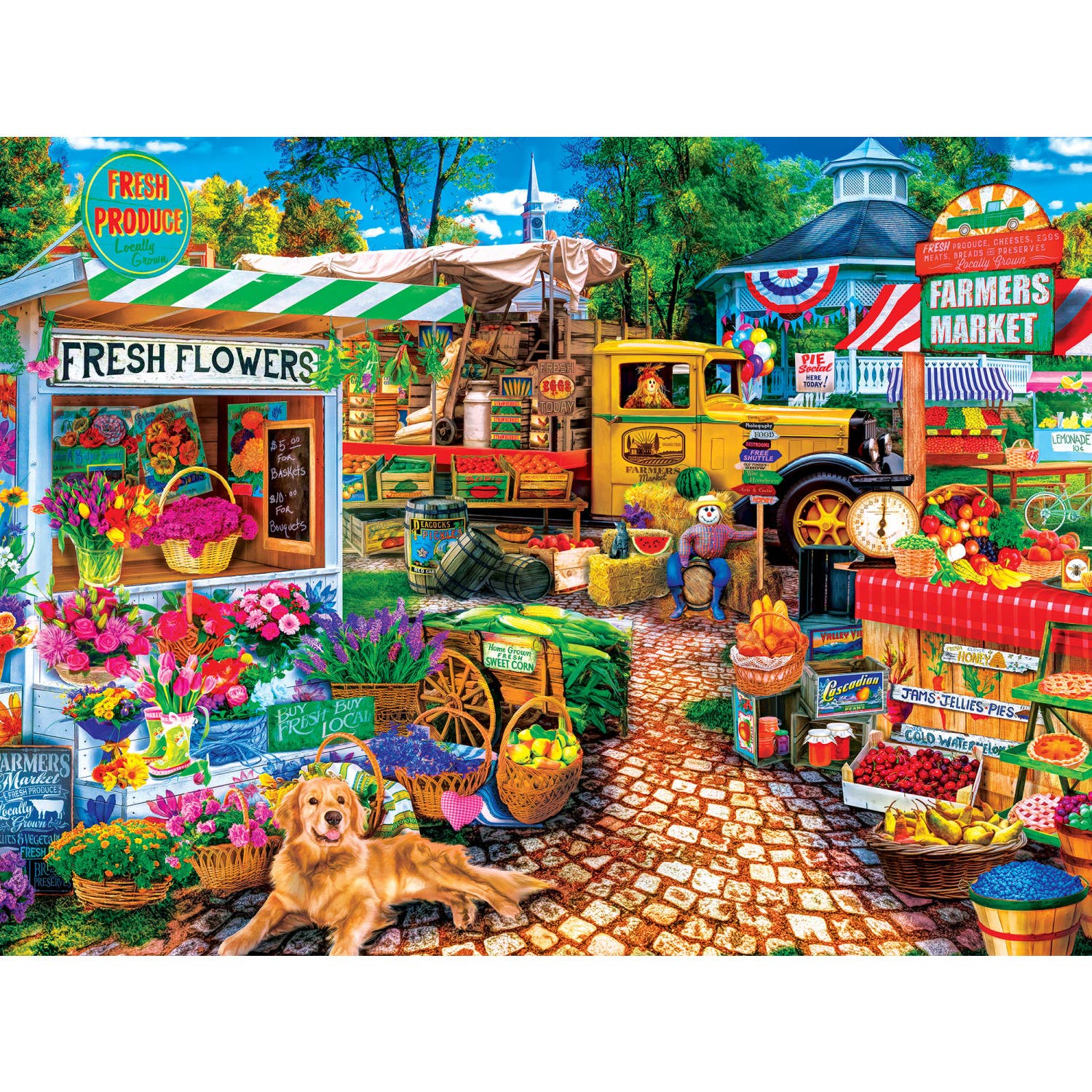 Masterpieces Puzzles - Wholesale Puzzle - Adult - Farmer's Market - Sale on the Square 750 Piece Puzzle1
