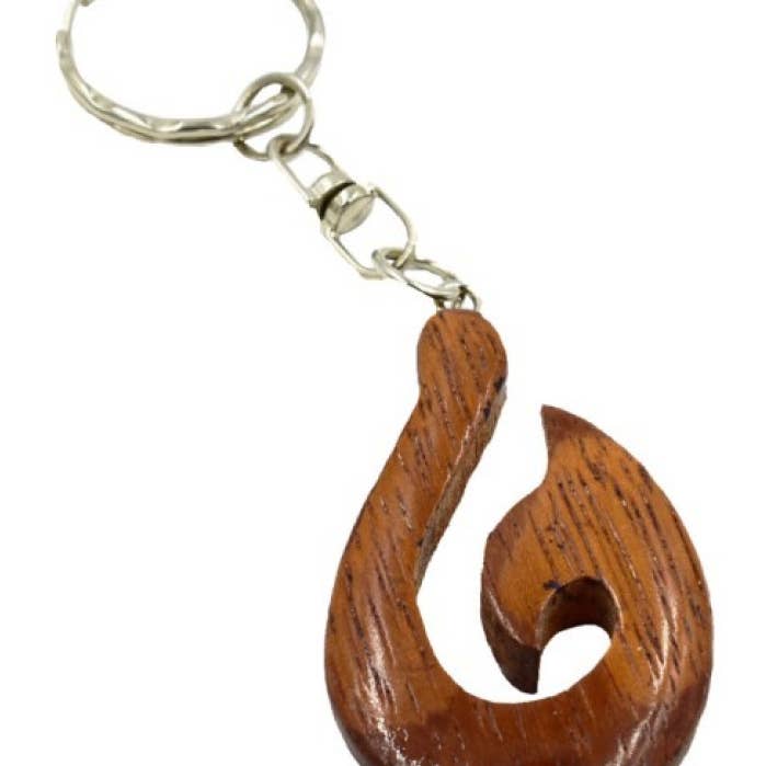 DK Hawaii - Wholesale Keychain - Unisex - Bayong Wooden Fish Hook Key Chains