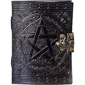 Jay mataji Handicrafts - Wholesale Journal/Diary - Handmade Genuine Black Pentagram Embossed Leather Journal