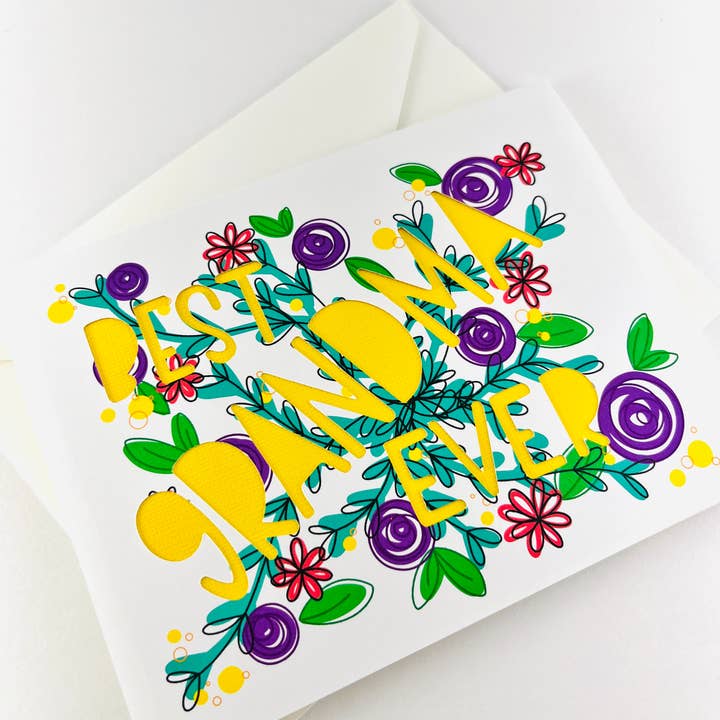 Bedste Bedstemor Nogensinde- Lykønskningskort for engroshandel hos Positively Handwritten