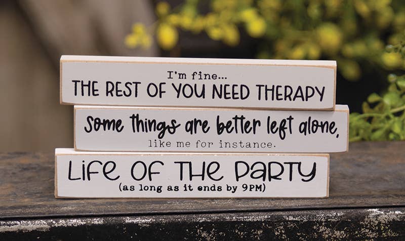 The Hearthside Collection - Wholesale Sign - Left Alone Mini Stick, 3 Assorted1