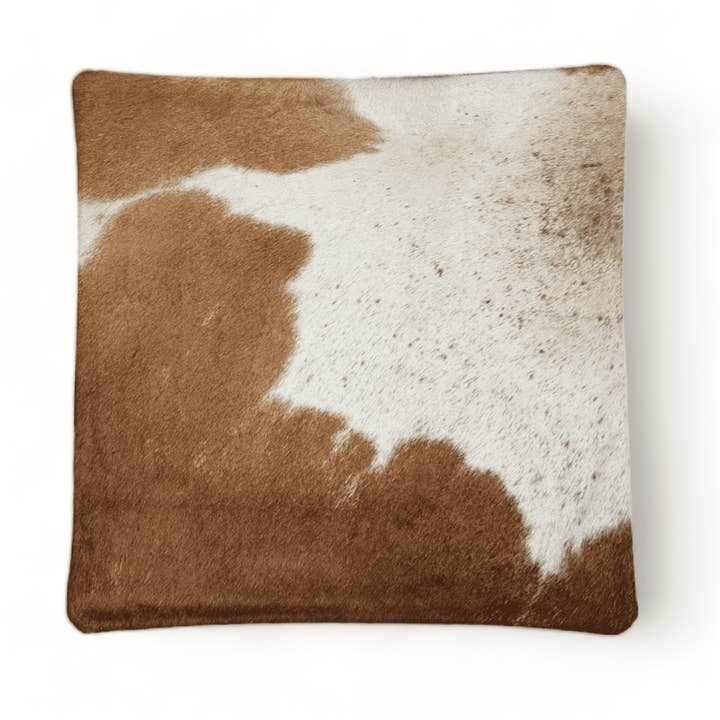 Ranch Junkie - Wholesale Throw Pillow Cover - 18x18 Caramel Brown Genuine Cowhide Pillow Covers Double Sided Highlands Cowhide Pillow