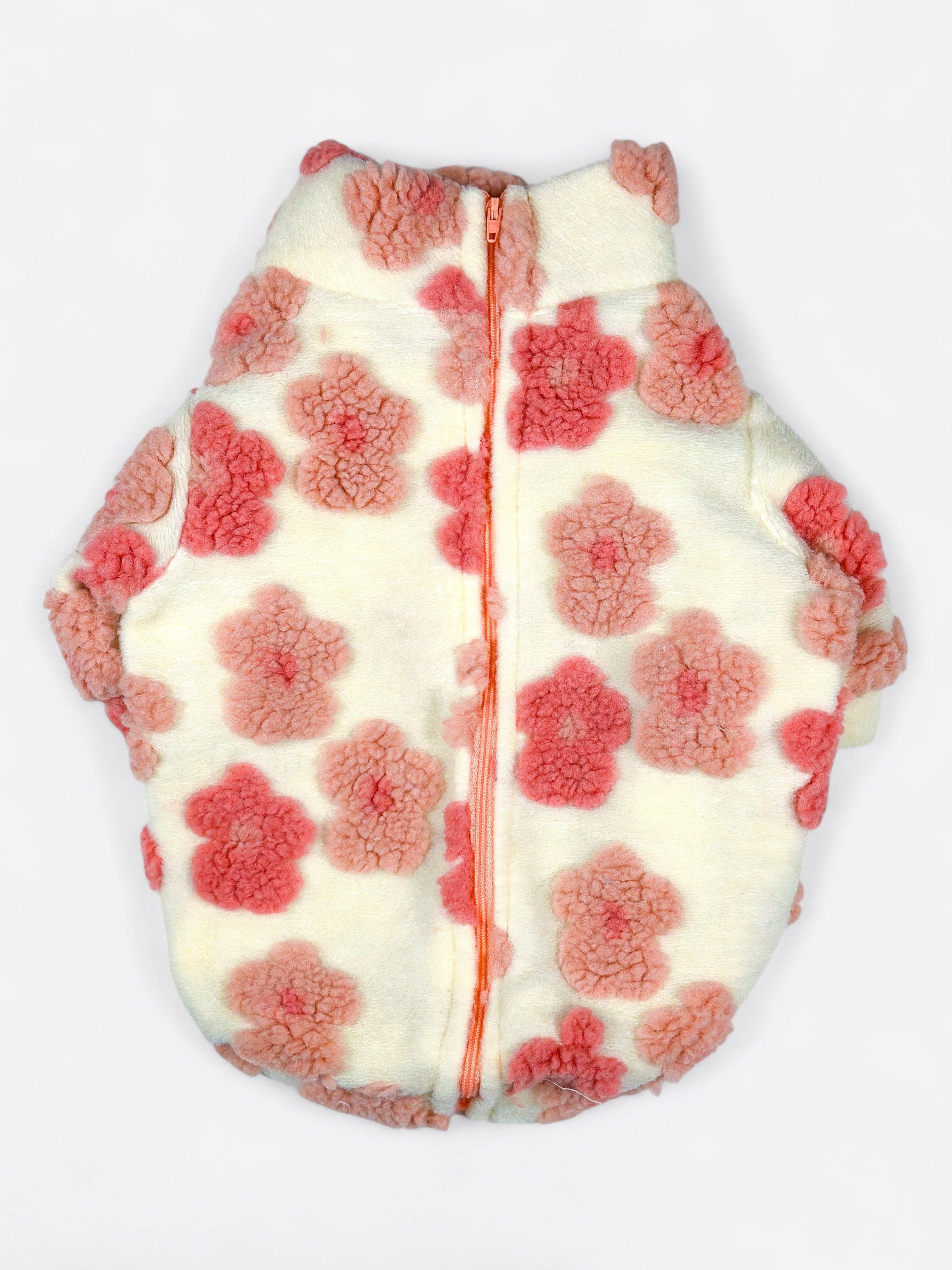The Paw Print Boutique - Wholesale Pet Coat - Dog - The Peony Pink Floral Fleece1