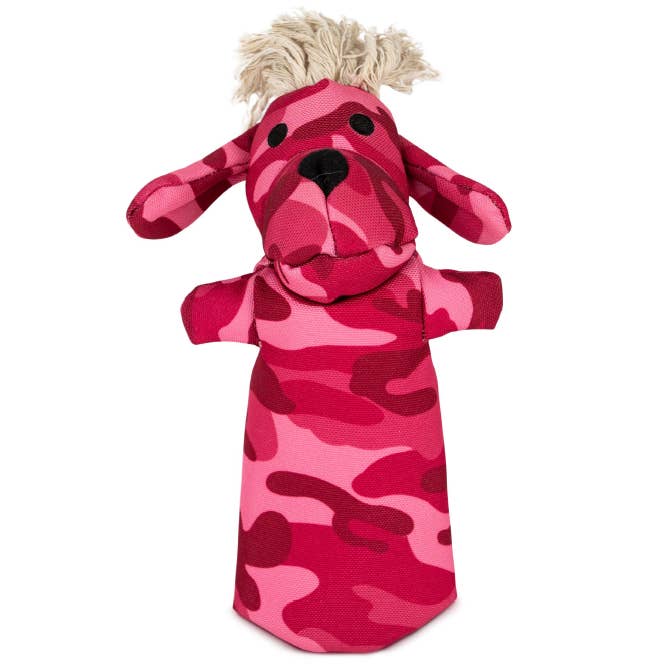 Cotton Canvas Crinkle Dog & Cat Toy – Pinky Pink Camo for wholesale by Pata Pal Pet Toys