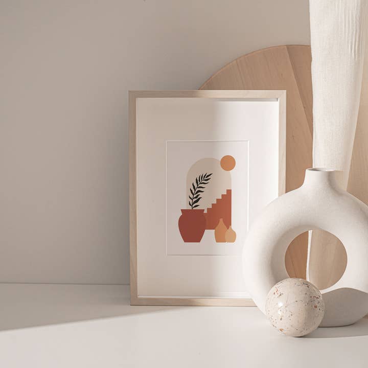 Archway Boho Art Print, Landskap i fönster, Jorden tonen för wholesale av Norfolk Print Studio