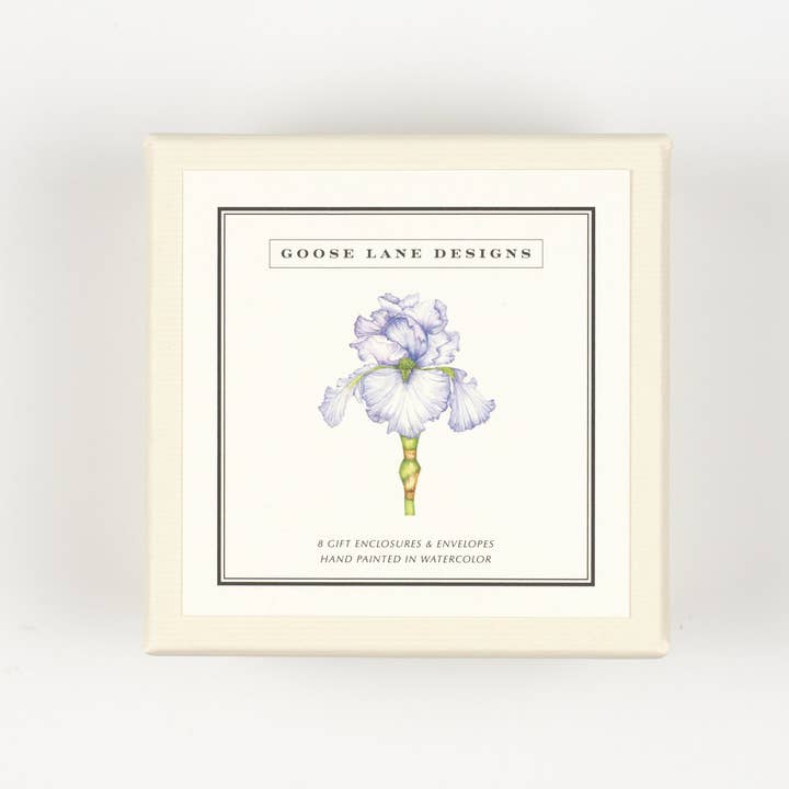 Gift Enclosure Cards - Box of 8 - Blue Iris for wholesale by Goose Lane Designs