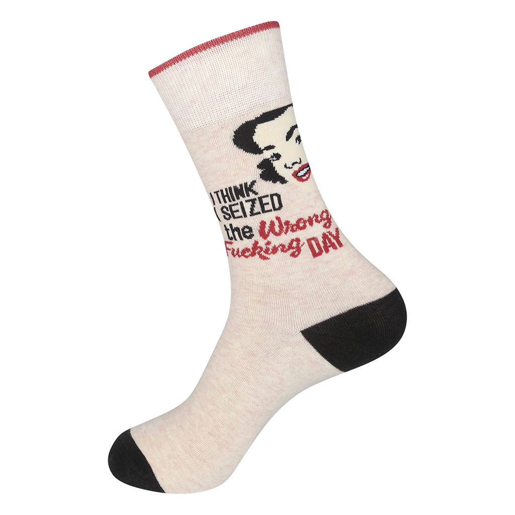 Funatic - About Face Designs - Nice Enough Merch Co - Wholesale Socks - Unisex - I Seized The Wrong Fucking Day Socks - Closeout | Funatic5