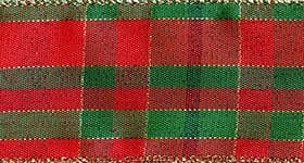 Morex Ribbon - Wholesale Ribbon - Gift Wrapping - #7402 Towson (wired) Red/Green w/Metallic Gold Plaid1