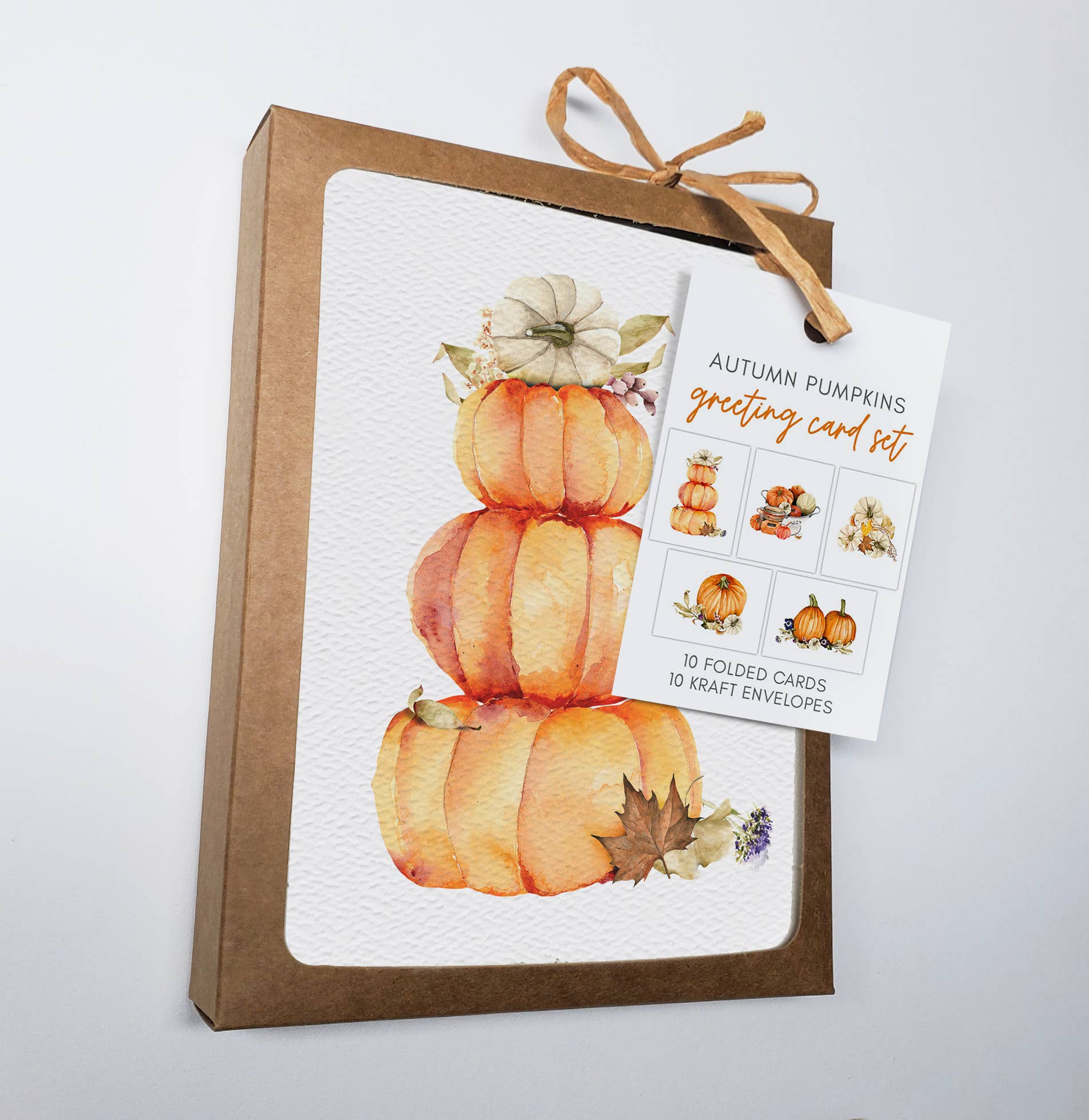 Blue Thistle - Wholesale Season's Greetings Card - Boxed Set of 10 Pumpkin Greeting Cards, Autumn, Halloween5