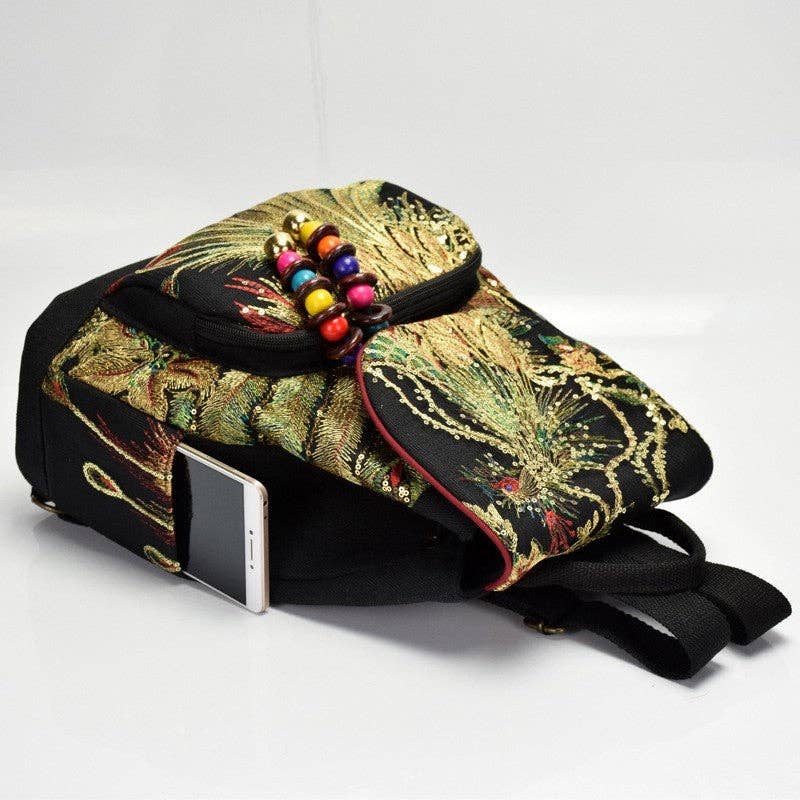 Sheer Trend – wholesale Backpack – Women's – Embroidered Drawstring Canvas Backpack3