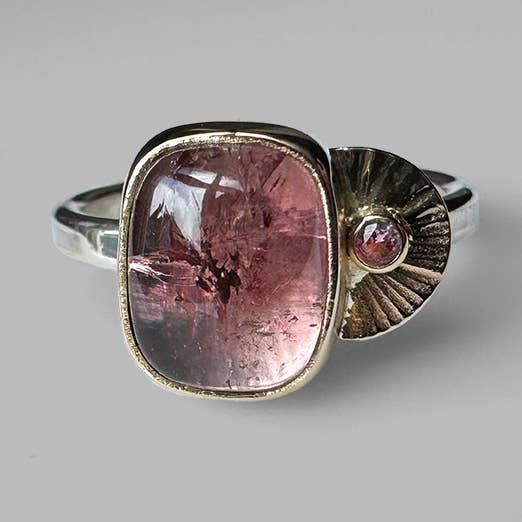 Minimal Handmade Pink Tourmaline Guppy Ring for wholesale by McKenzie Mendel Jewelry