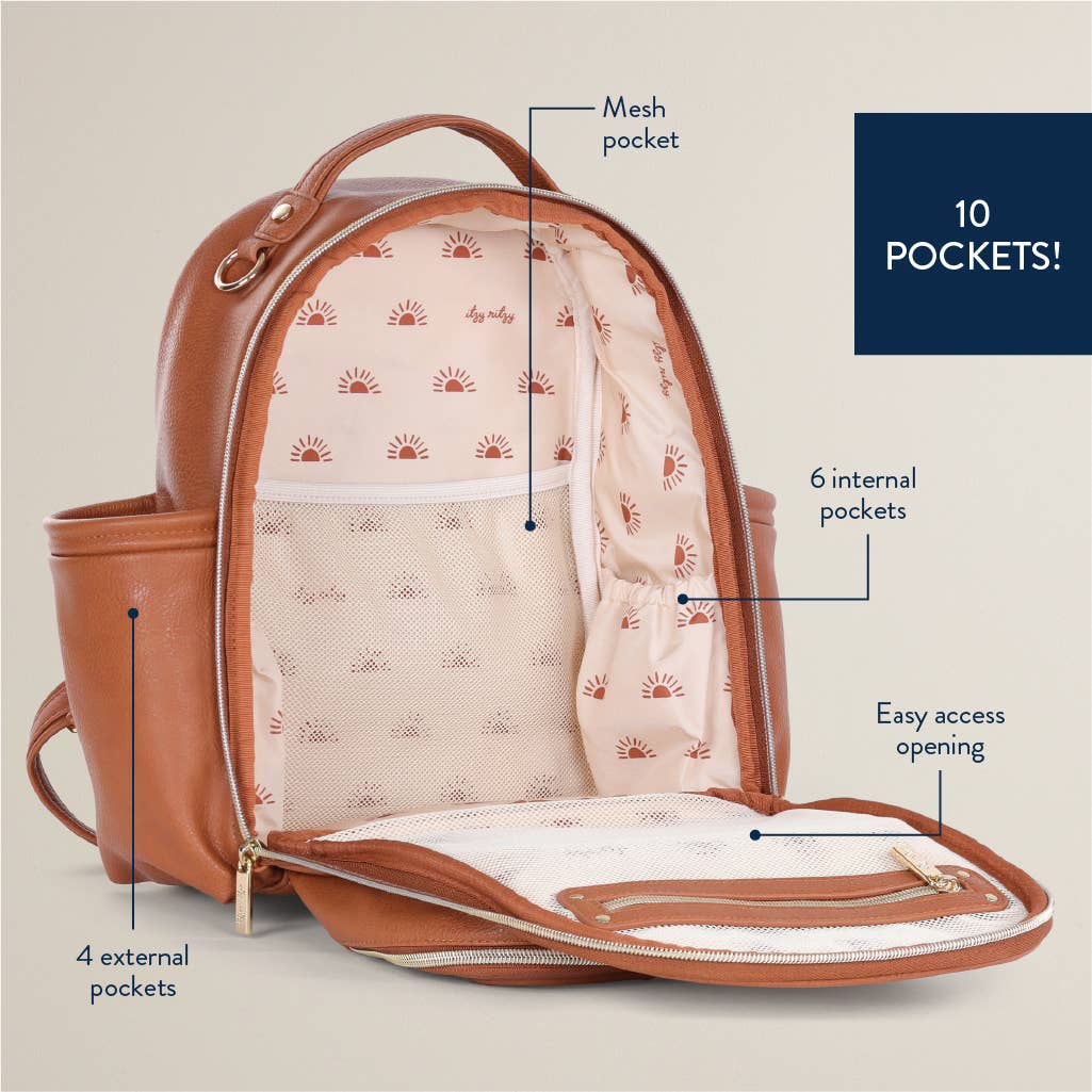 Itzy Ritzy - Wholesale Diaper Bag - Baby - Cognac Itzy Mini Plus™ Backpack Diaper Bag3