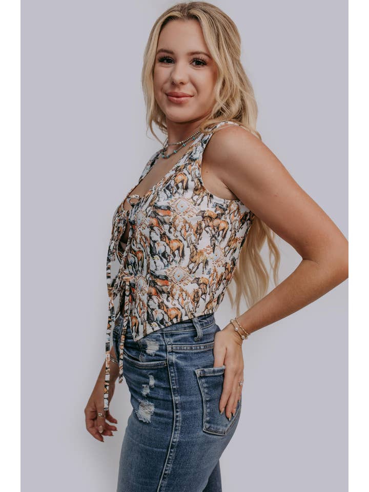 MK601 Buckaroo Front Tie Vest for wholesale on Faire4