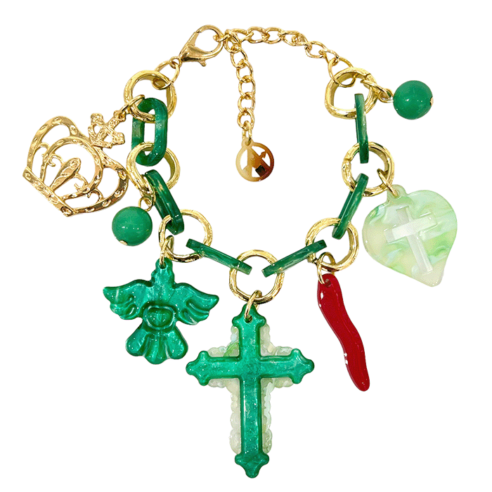 AMORINO SRL – Engroshandel Armbånd med vedhæng – RESINARMBÅND MED KORSVEDHÆNG - FT2260D3035