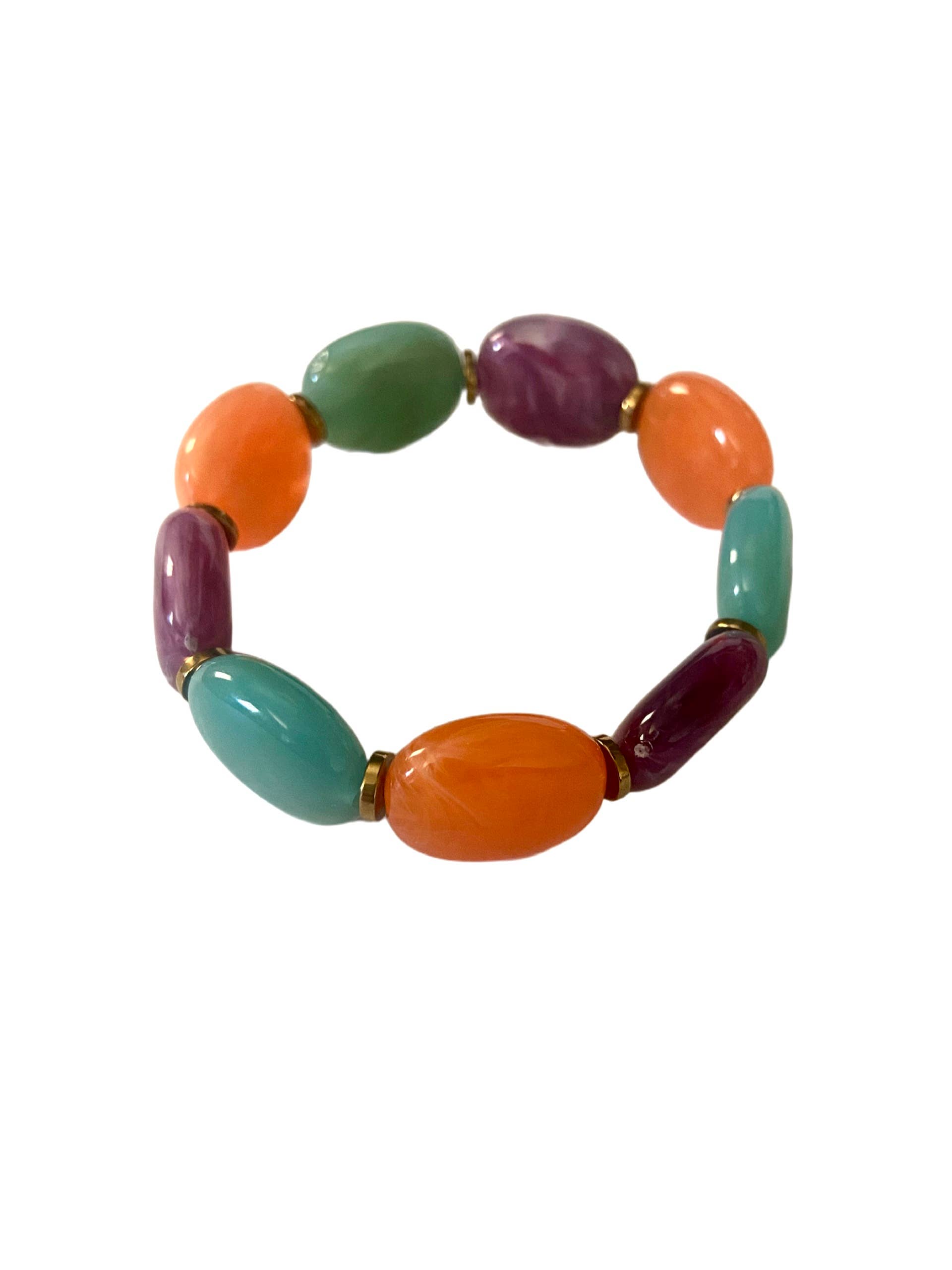 Misdi By Diane – Pulseira de missangas por atacado – Pulseira elástica resina oval multicolorida1