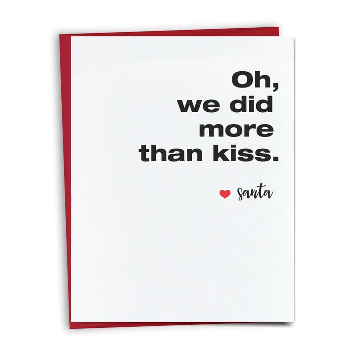 More Than Kiss Card - Funny Christmas, Santa Holiday card for wholesale by FINCH and HARE