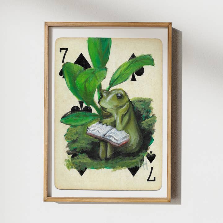 The Reading Frog: Seven of Spades - Fine Art Print for wholesale by LinHopArt