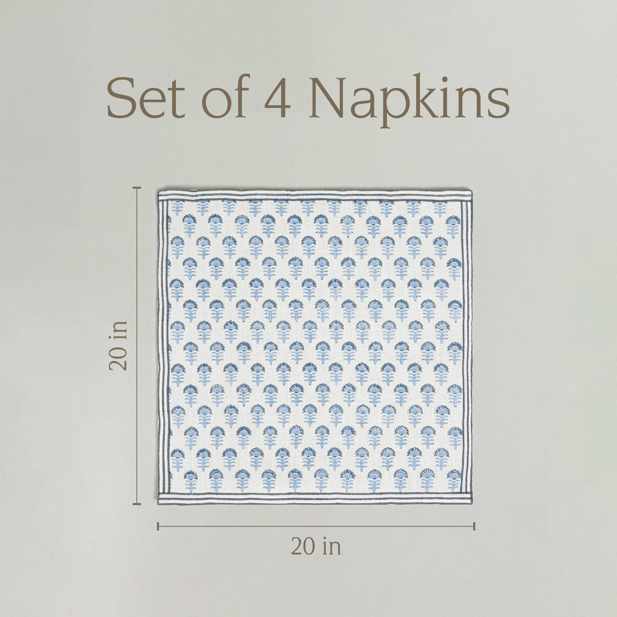 over&back - Wholesale Dinner & Cloth Napkin - Artisan Hand-Blocked Cloth Napkins – 100% Cotton – Set of 4 16