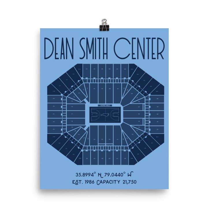 UNC Basketball Dean Smith Center Stadium Affiche pour la vente par Stadium Prints by BTB