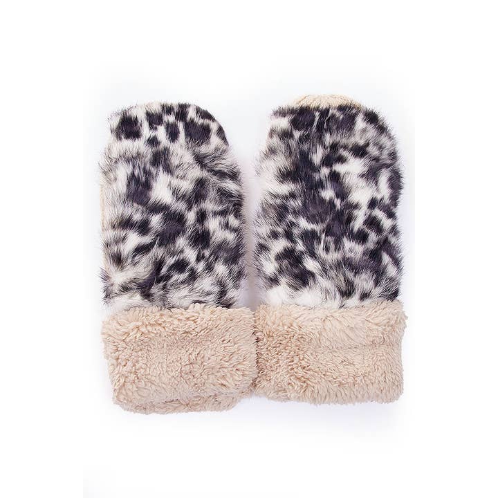 Hana - Wholesale Mittens - Women's - Leopard Pattern Fur Mitten
