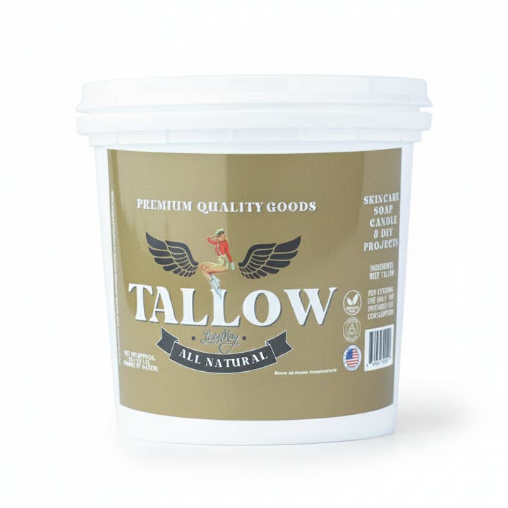 Bulk Grass-Fed Beef Tallow for Soap, Skincare, Candles 2,8lb for wholesale by Lady May Tallow