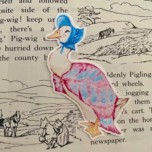 Jemima Duck Sticker: Waterproof Vinyl Decal, Storybook Theme for wholesale by littlevintagetale