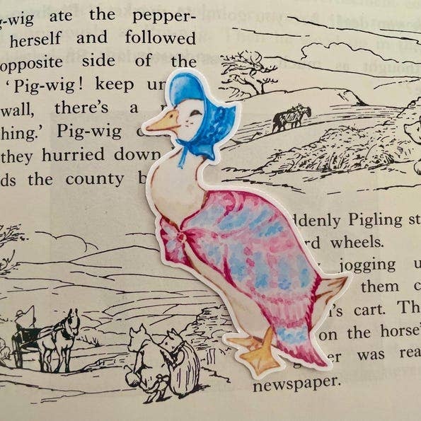 Jemima Duck Sticker: Waterproof Vinyl Decal, Storybook Theme for wholesale by littlevintagetale