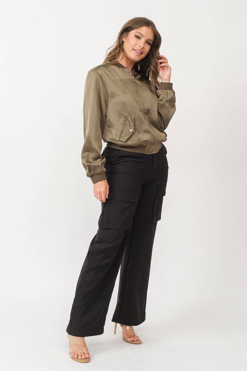 Tea & Cup - Wholesale Bomber Jacket - Women's - Satin zip up bomber jacket1