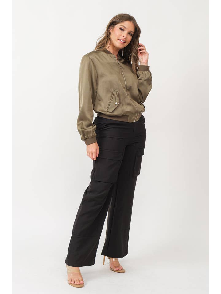 Tea & Cup - Wholesale Bomber Jacket - Women's - Satin zip up bomber jacket1