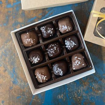 Olive Rose Chocolates 9 Piece Sea Salted Caramels for wholesale by Olive Rose Chocolates