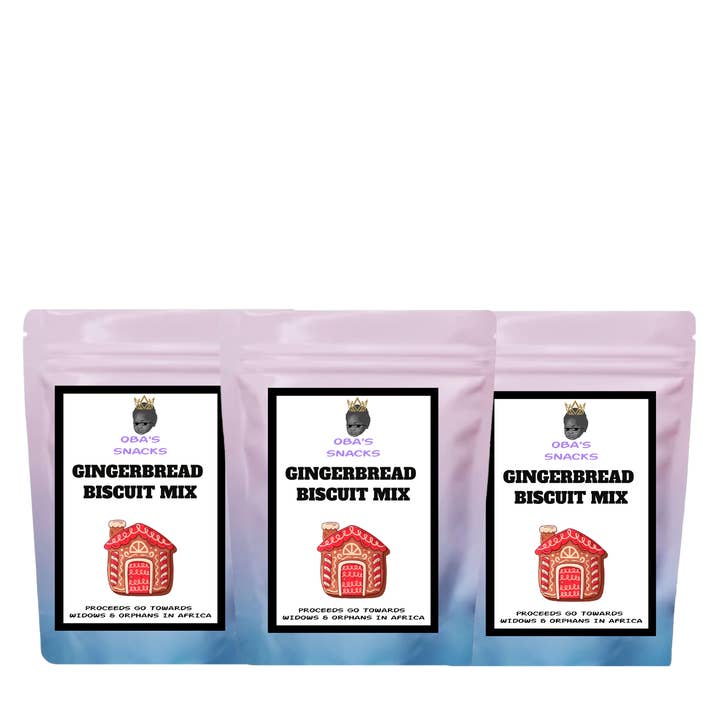 Miscela per Biscotti di Pan di Zenzero | Basta Aggiungere Latte | Confezione da 3 Piccole Quantità per la vendita all'ingrosso da parte di Oba's Snacks