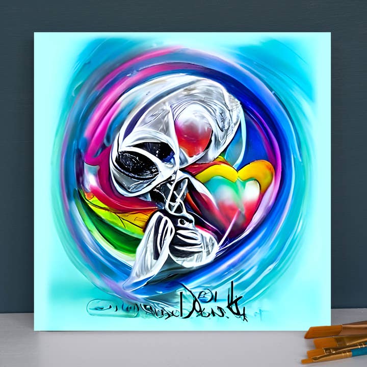 Death Does Not Part Blue Sugar Skull Airbrush actylic love heart for wholesale by Infinite Soldier