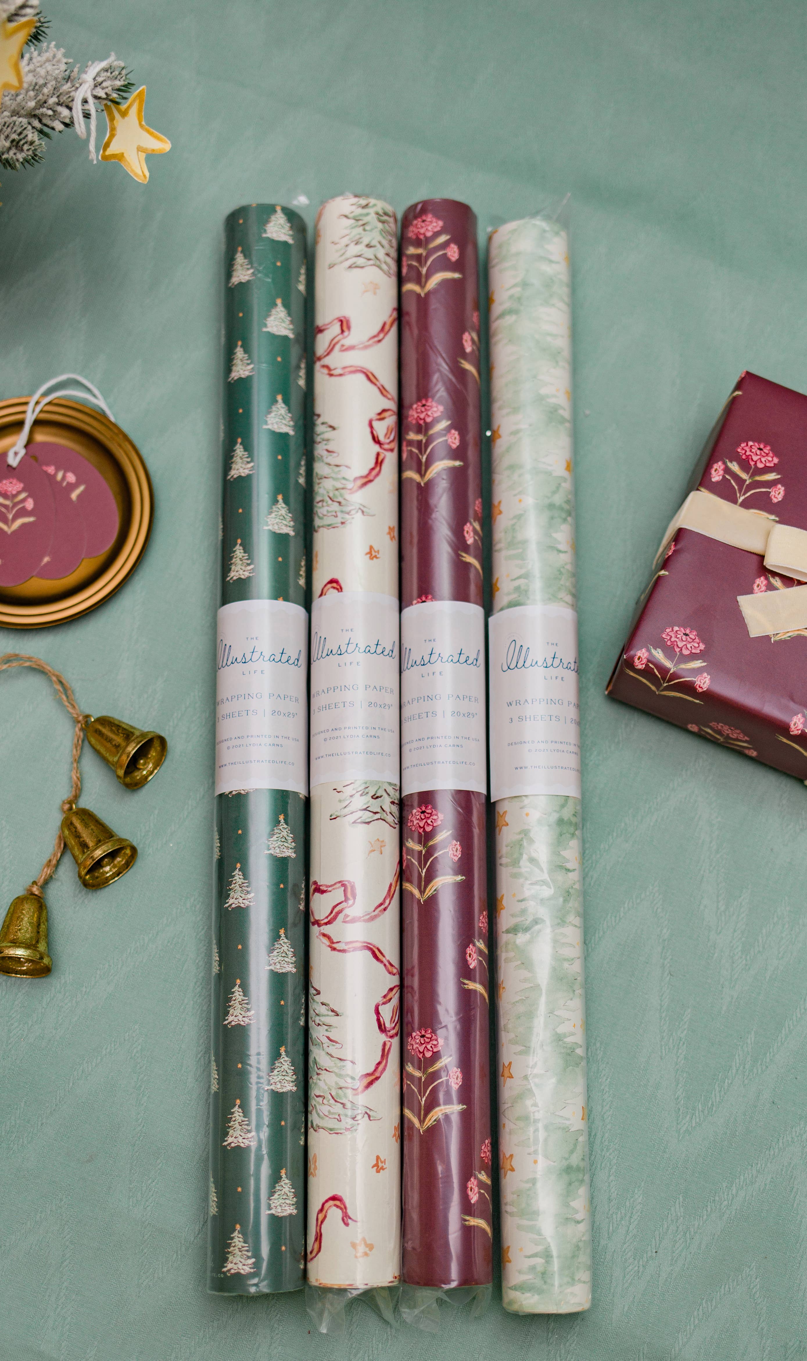 The Illustrated Life - Wholesale Flat Wrap - Zinnia Block Print Gift Wrap Sheets4