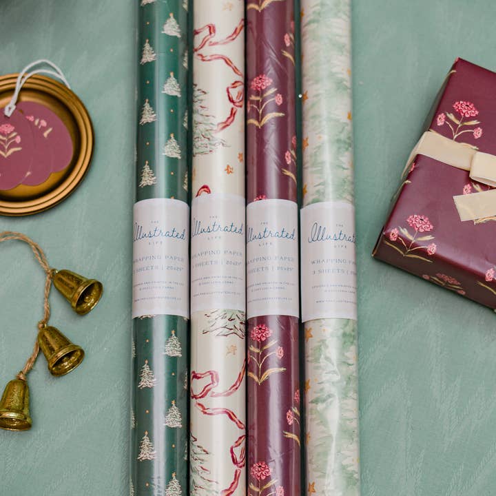 The Illustrated Life - Wholesale Flat Wrap - Zinnia Block Print Gift Wrap Sheets4