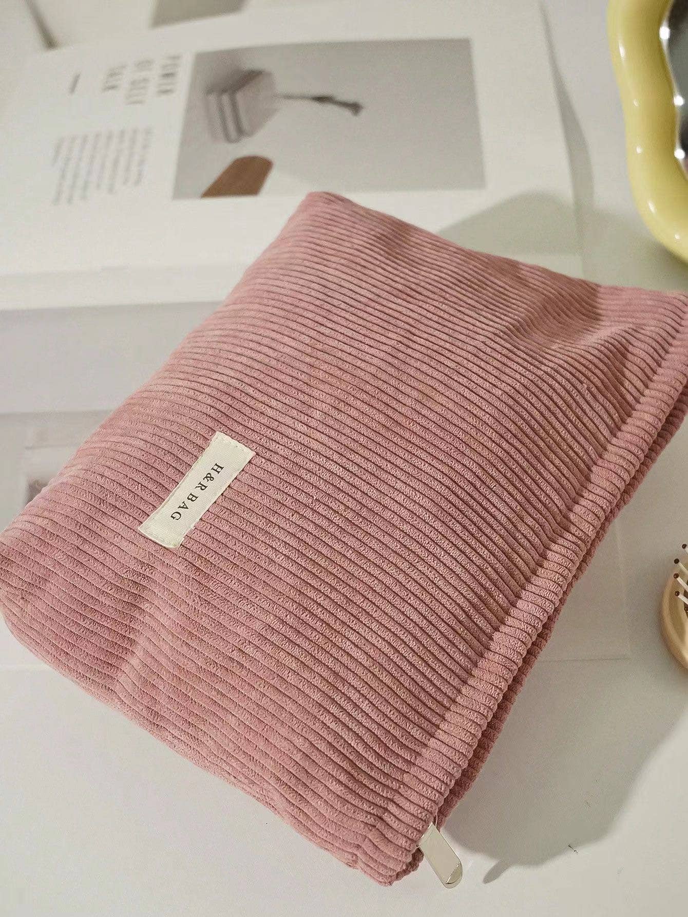 Dipped Shop - Wholesale Make-up/cosmetic bag - Simple Solid Color Corduroy Cosmetic Bag DPB10239