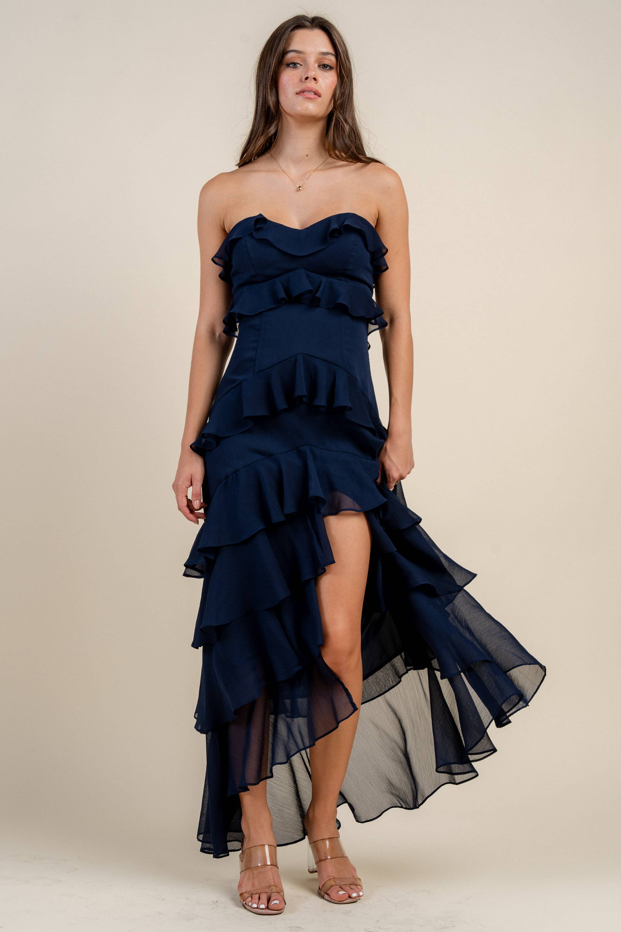 BEIVY & COLLABO – wholesale Klänning - Dam – BD12806K / YORYU CHIFFONG VOLANGLAGER MAXIKLÄNNING6