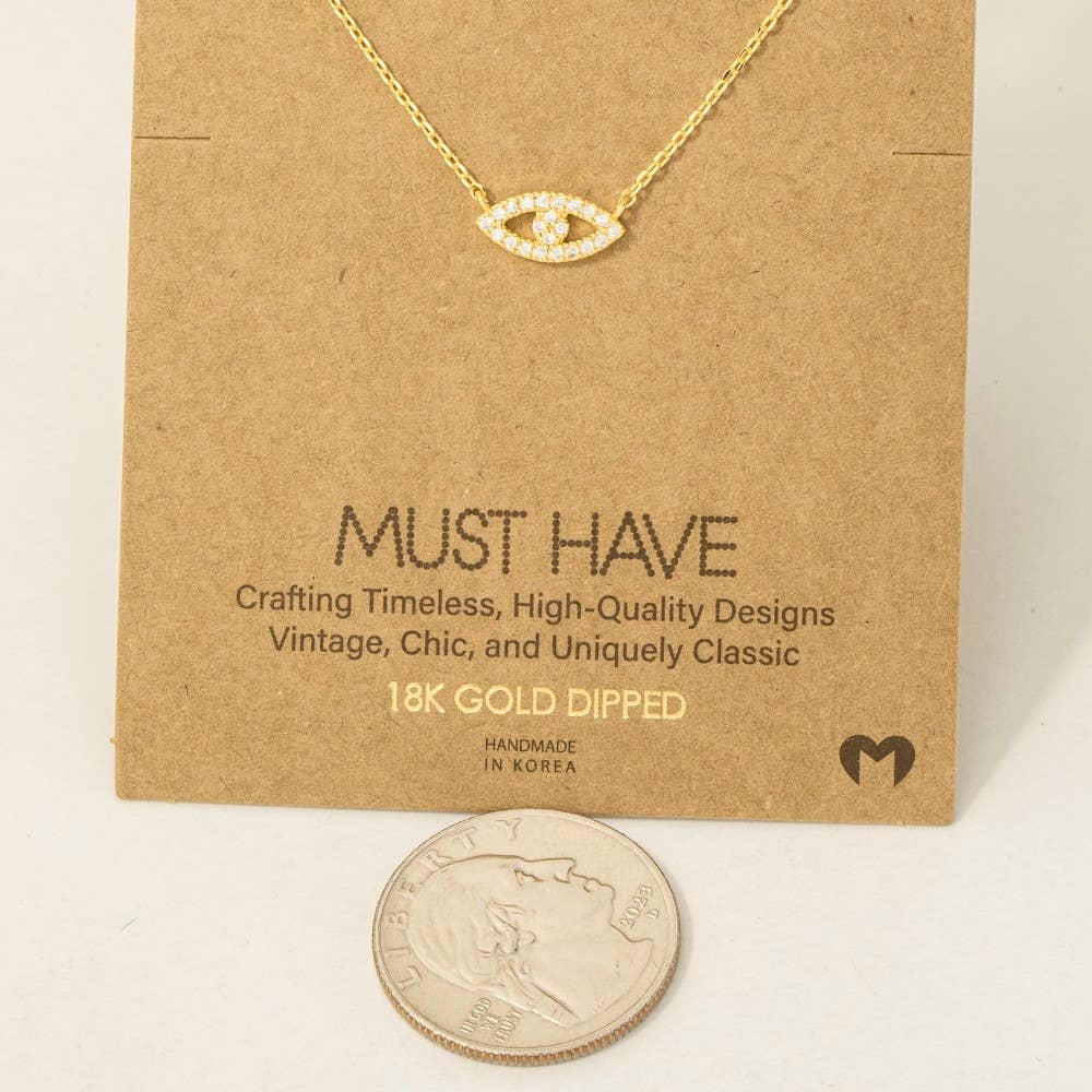 Fame Accessories - Wholesale Pendant/Charm Necklace - Gold Dipped Evil Eye Jewel Pendant Necklace2