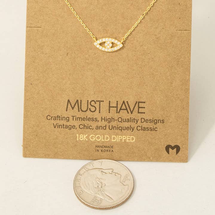 Fame Accessories - Wholesale Pendant/charm necklace - Gold Dipped Evil Eye Jewel Pendant Necklace2