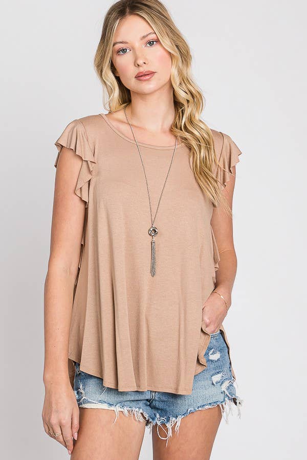 JADE BY JANE - Wholesale Tunic - Women's - Sleeveless Ruffle Top - KRT103726