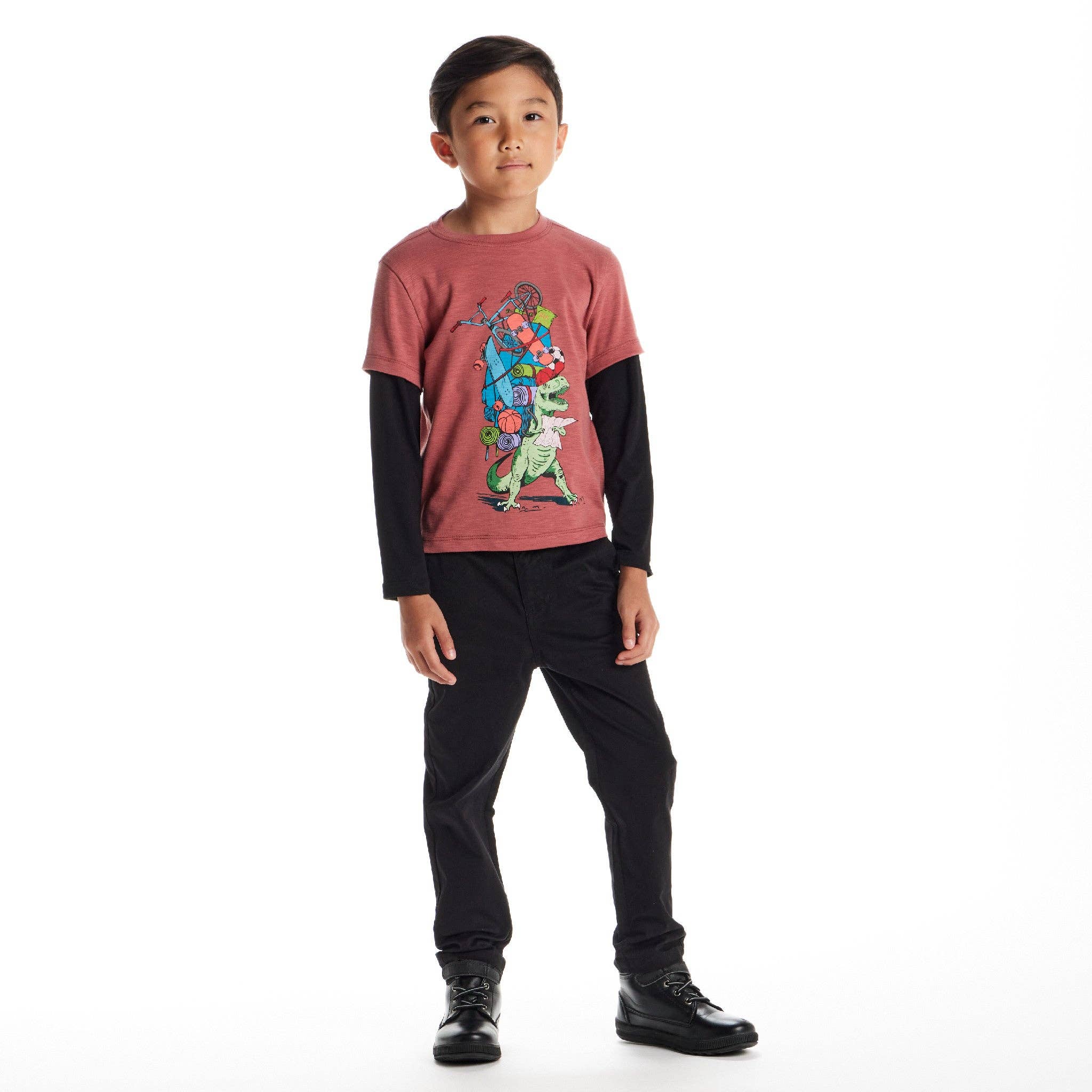 Red Kids Twofer Graphic Tee | Dino Explorer for wholesale on Faire4