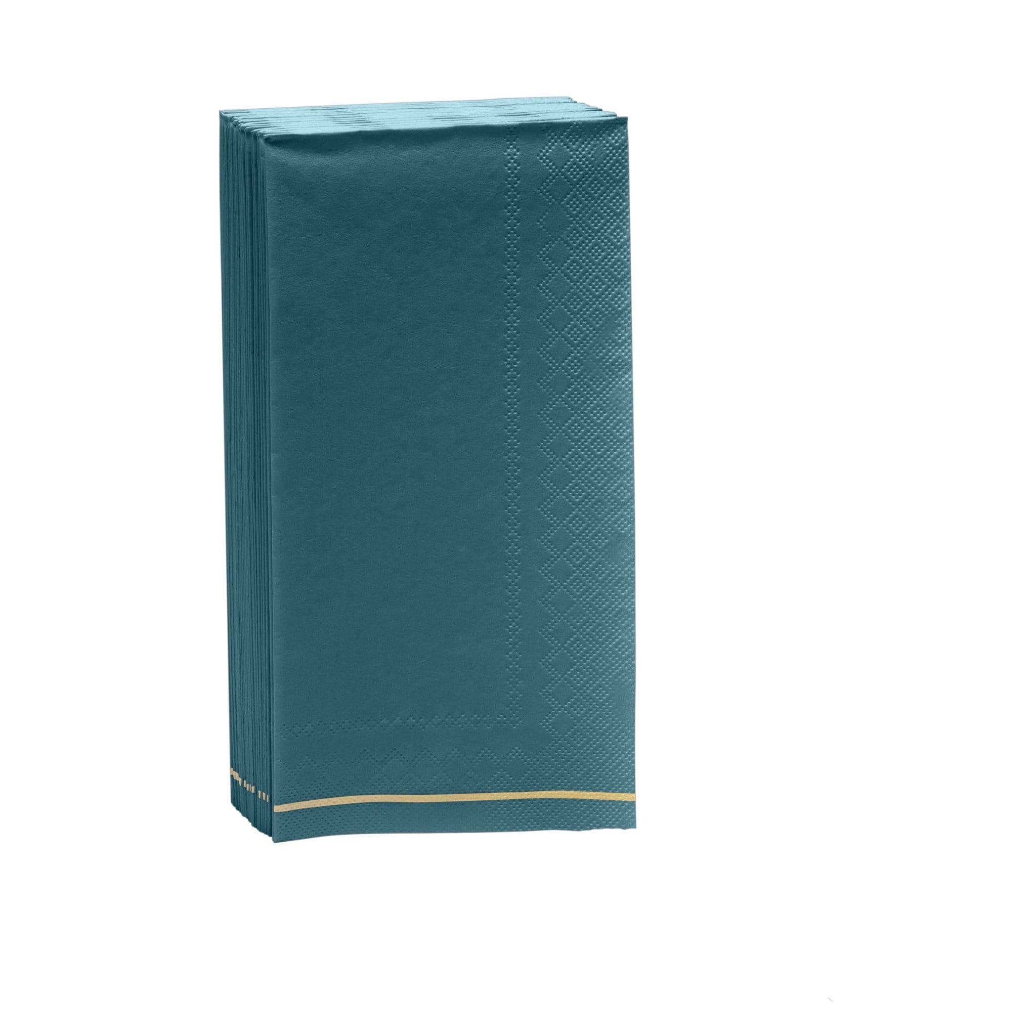 Luxe Party - Wholesale Disposable Napkin - Teal with Gold Stripe Guest Paper Napkins | 16 Napkins1