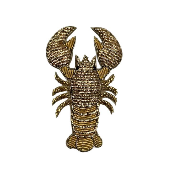 Sixton London - Wholesale Brooch - Golden Lobster embroidered brooch / pin 2