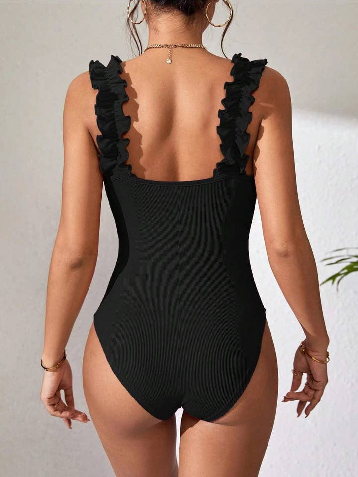 Black Knitted Suspender Sexy Sleeveless Bodysuit for wholesale on Faire